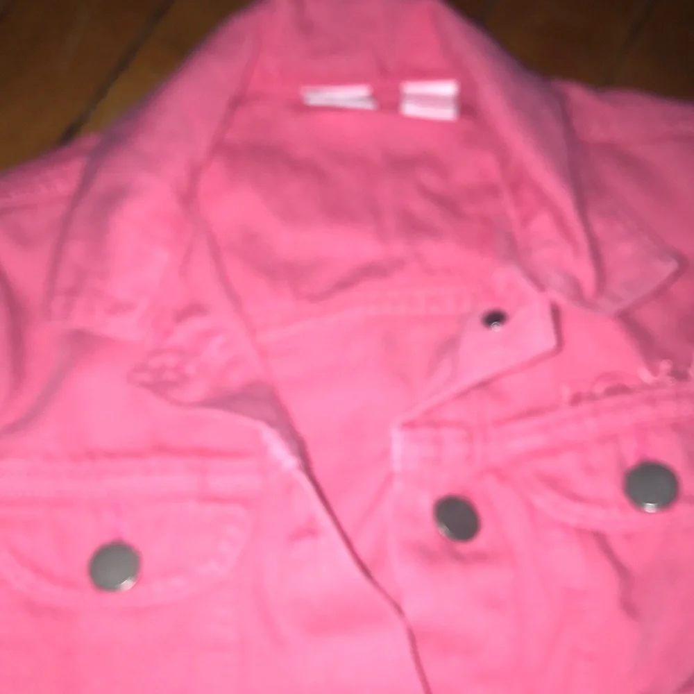 Roxy & Barbie Girls' Pink Jean Jacket with Embroidered Logo